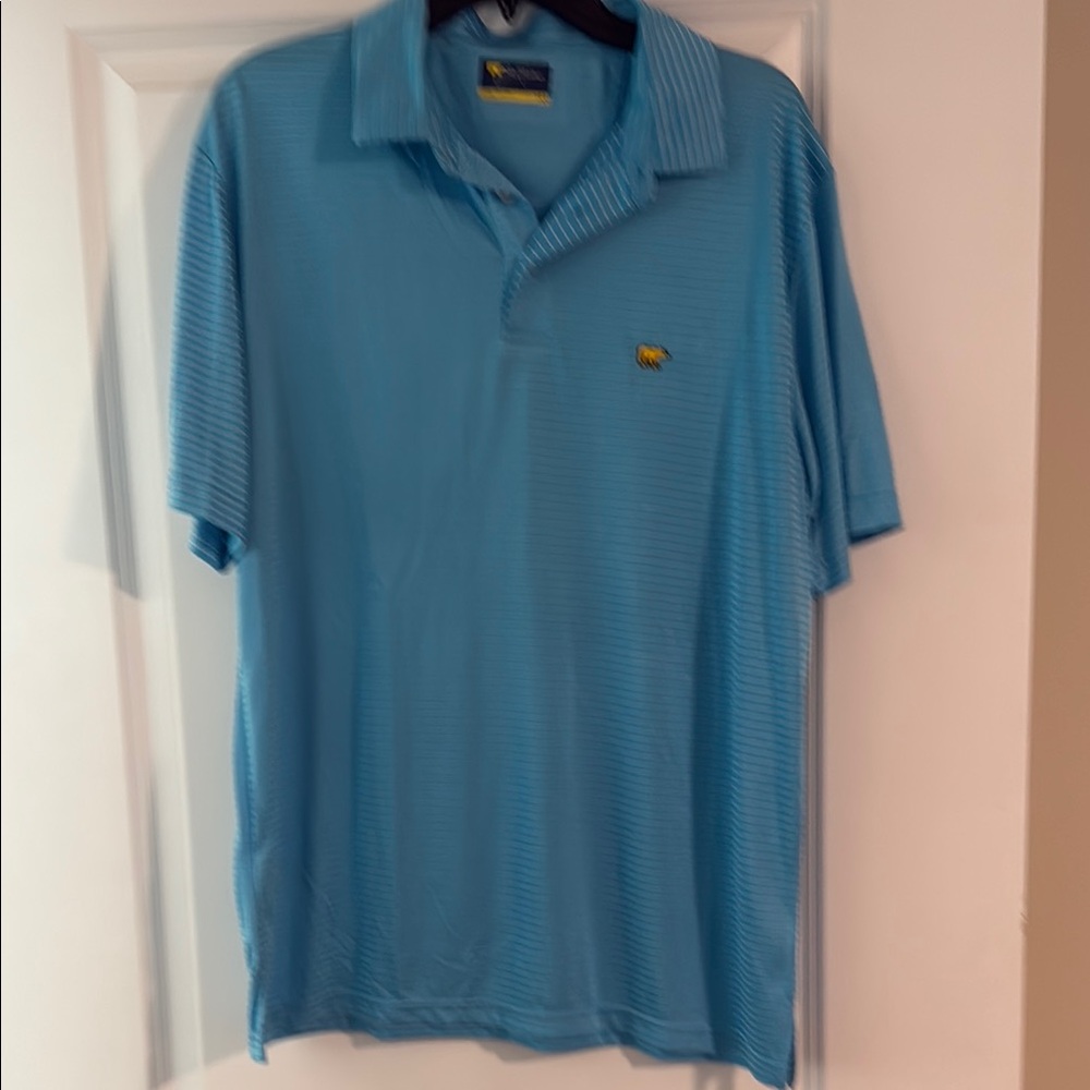 Casual Blue Polo Shirt with Embroidered Logo